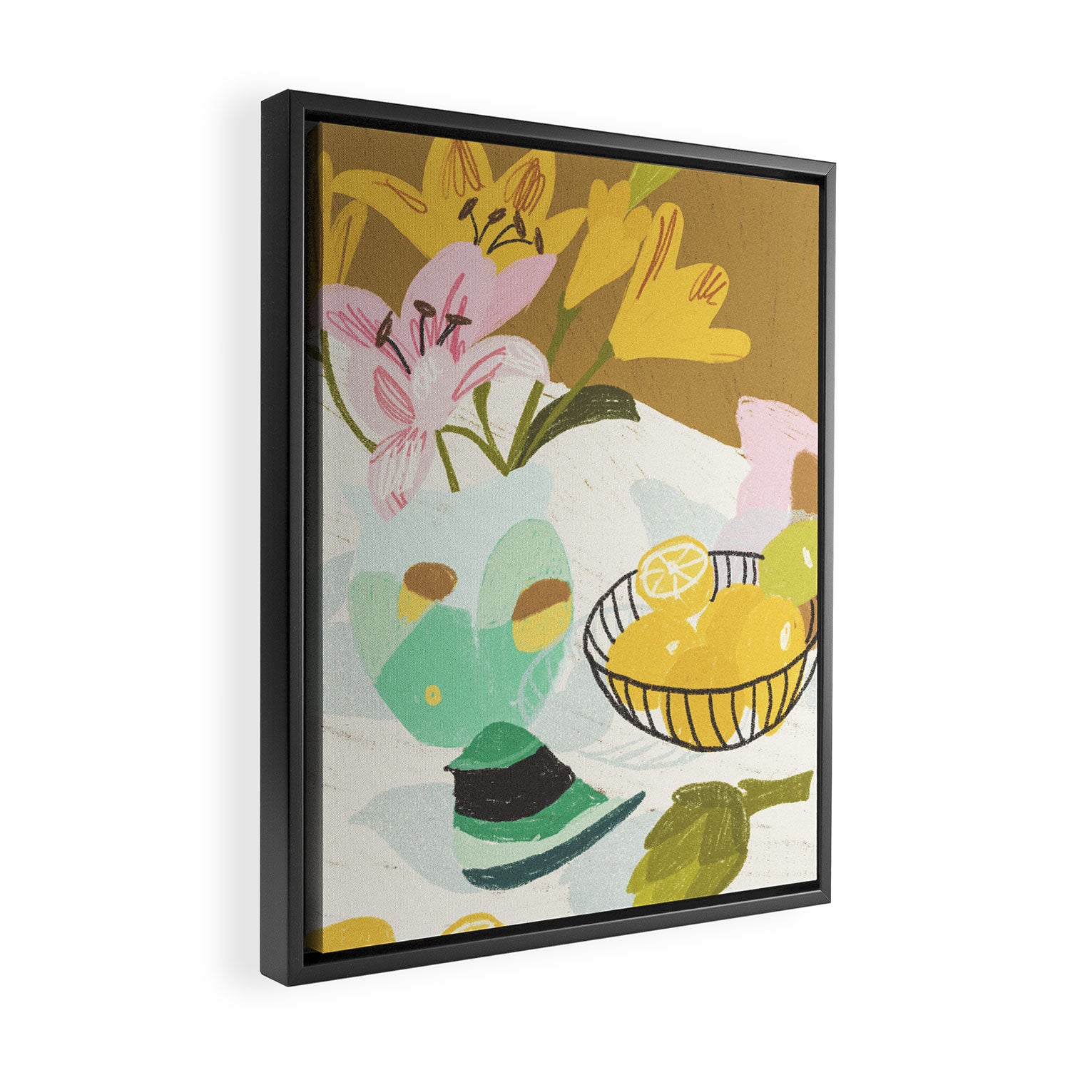 Lemons and Lilies Framed Canvas Print Gallery Image 2