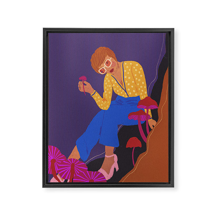 Mushrooms girl Framed Canvas Print Gallery Image 1