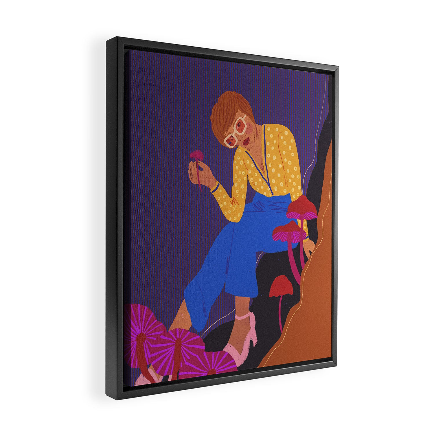 Mushrooms girl Framed Canvas Print Gallery Image 2