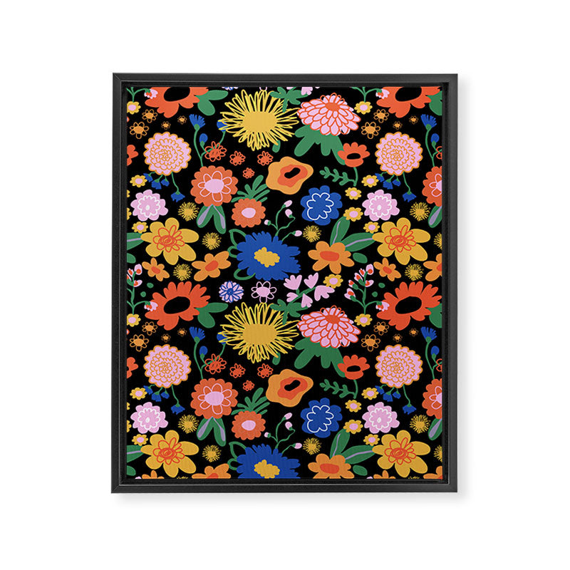 Night flowers pattern Framed Canvas Print Gallery Image 8