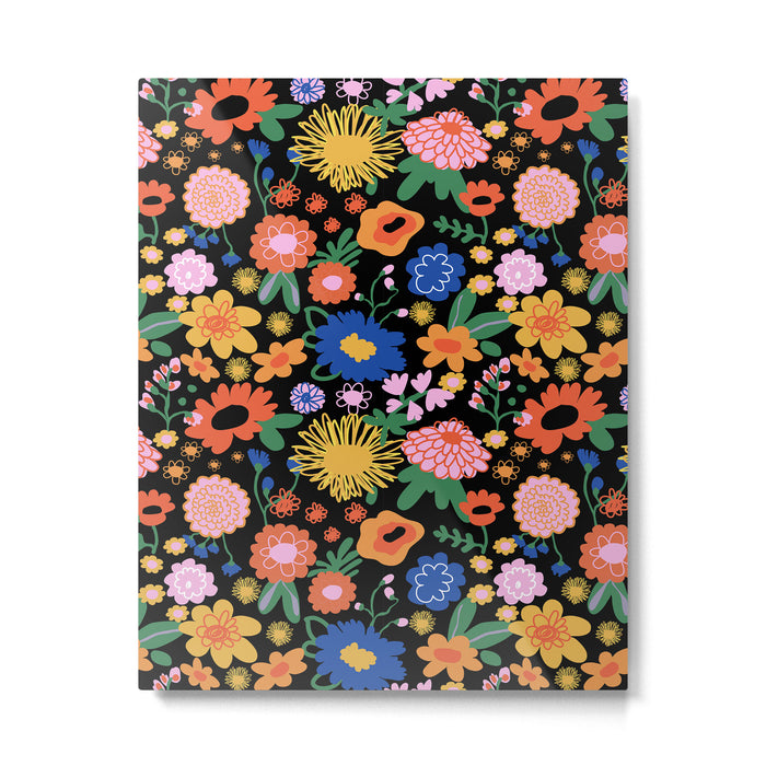 Night flowers pattern Metal Print Gallery Image 1