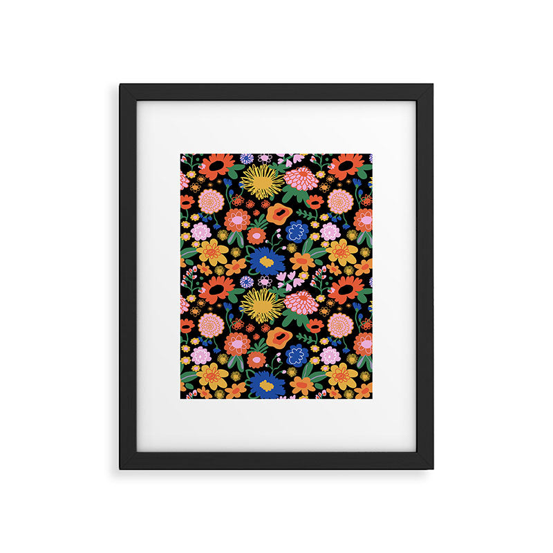 Night flowers pattern Framed Art Print Gallery Image 6