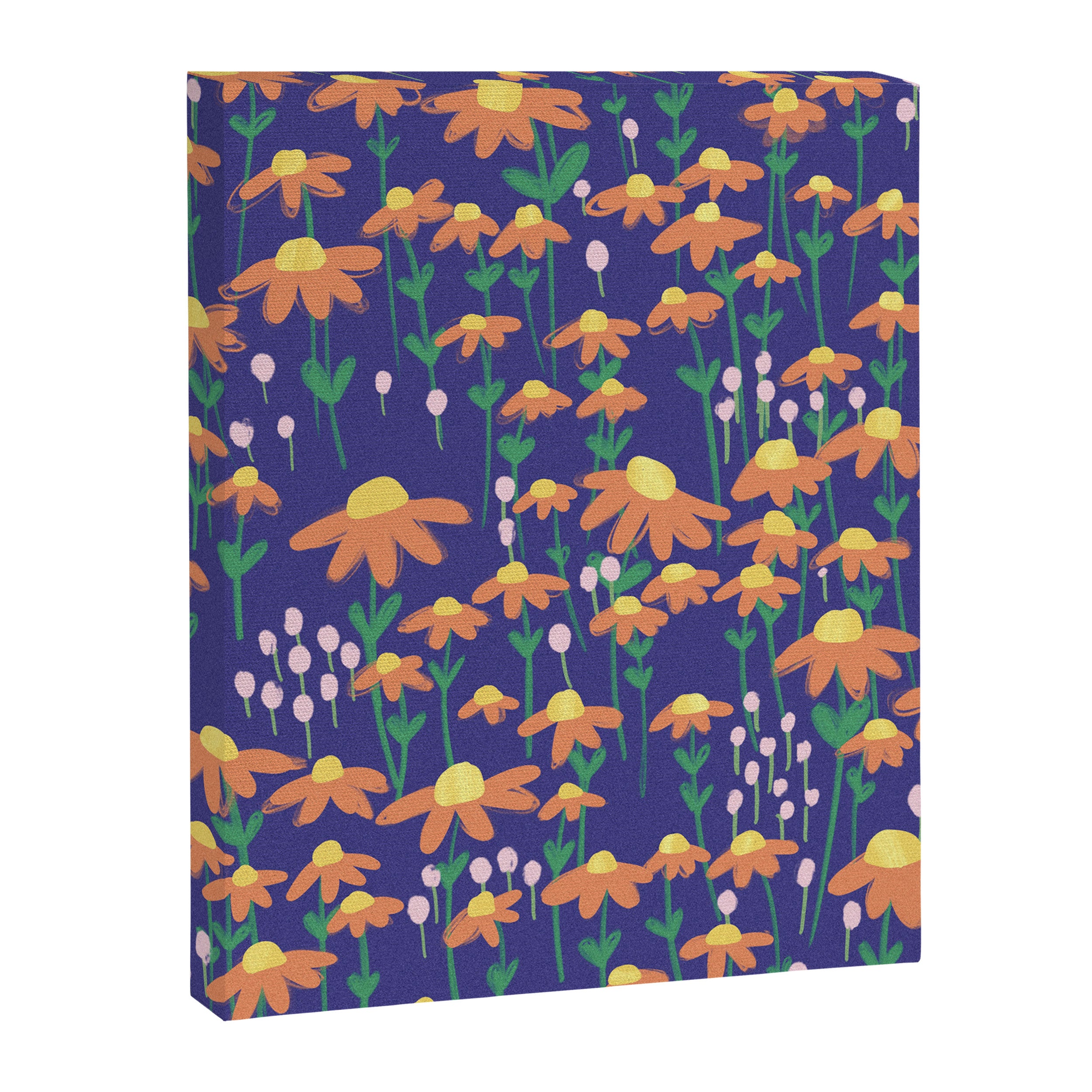 Orange Flowers on Indigo Canvas Print Gallery Image 8