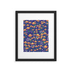 Orange Flowers on Indigo Framed Art Print Gallery Image 6