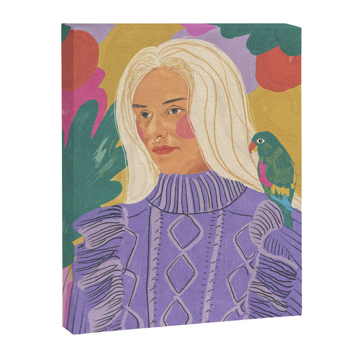Parrot owner portrait Canvas Print Gallery Image 1