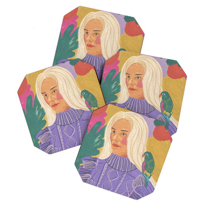 Parrot owner portrait Coaster Gallery Image 1