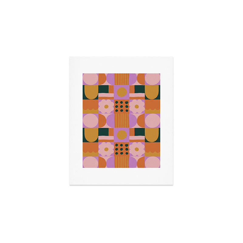 Pink and orange retro Art Print Gallery Image 1