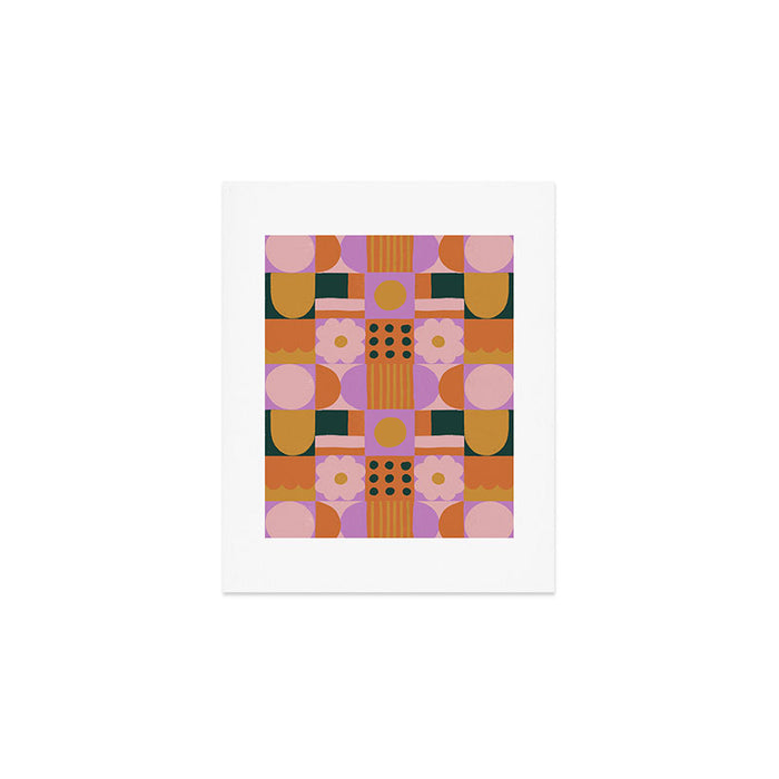 Pink and orange retro Art Print Gallery Image 1
