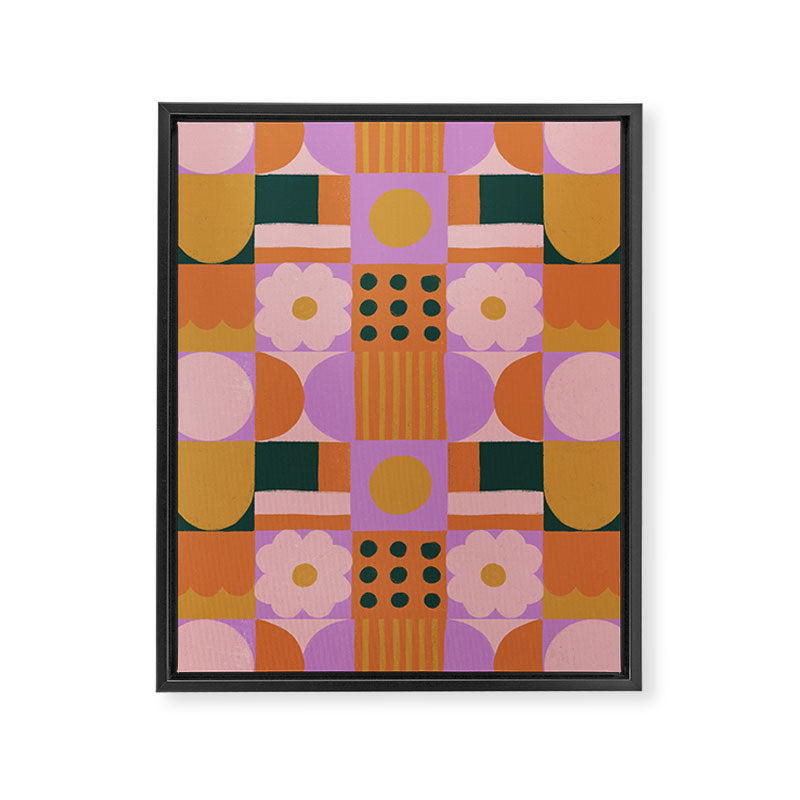 Pink and orange retro Framed Canvas Print Gallery Image 8