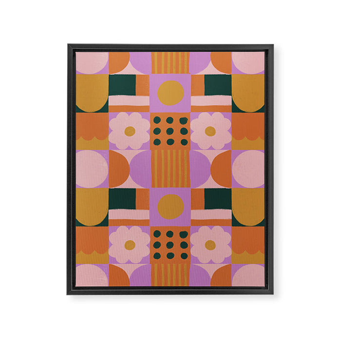 Pink and orange retro Framed Canvas Print Gallery Image 1