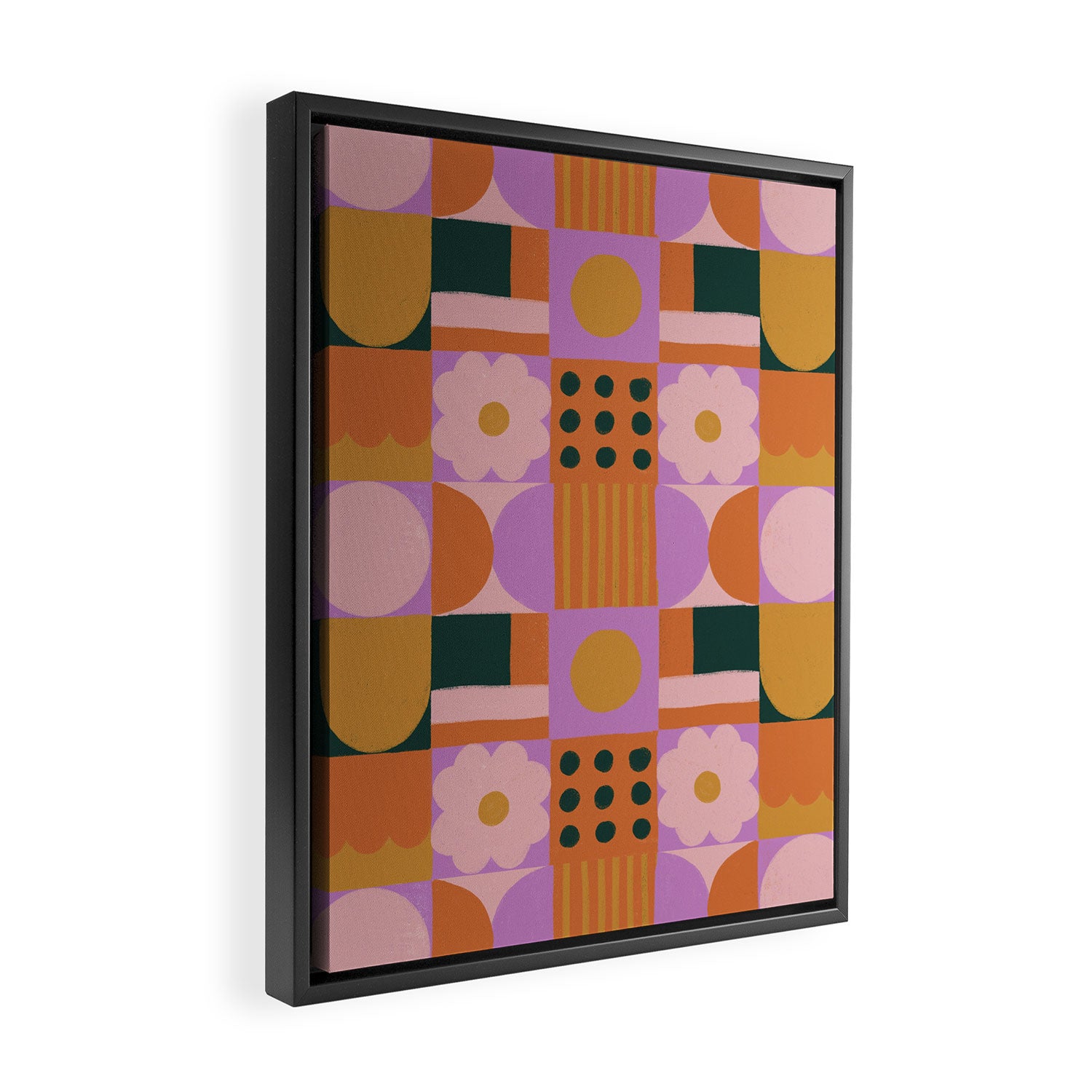 Pink and orange retro Framed Canvas Print Gallery Image 2