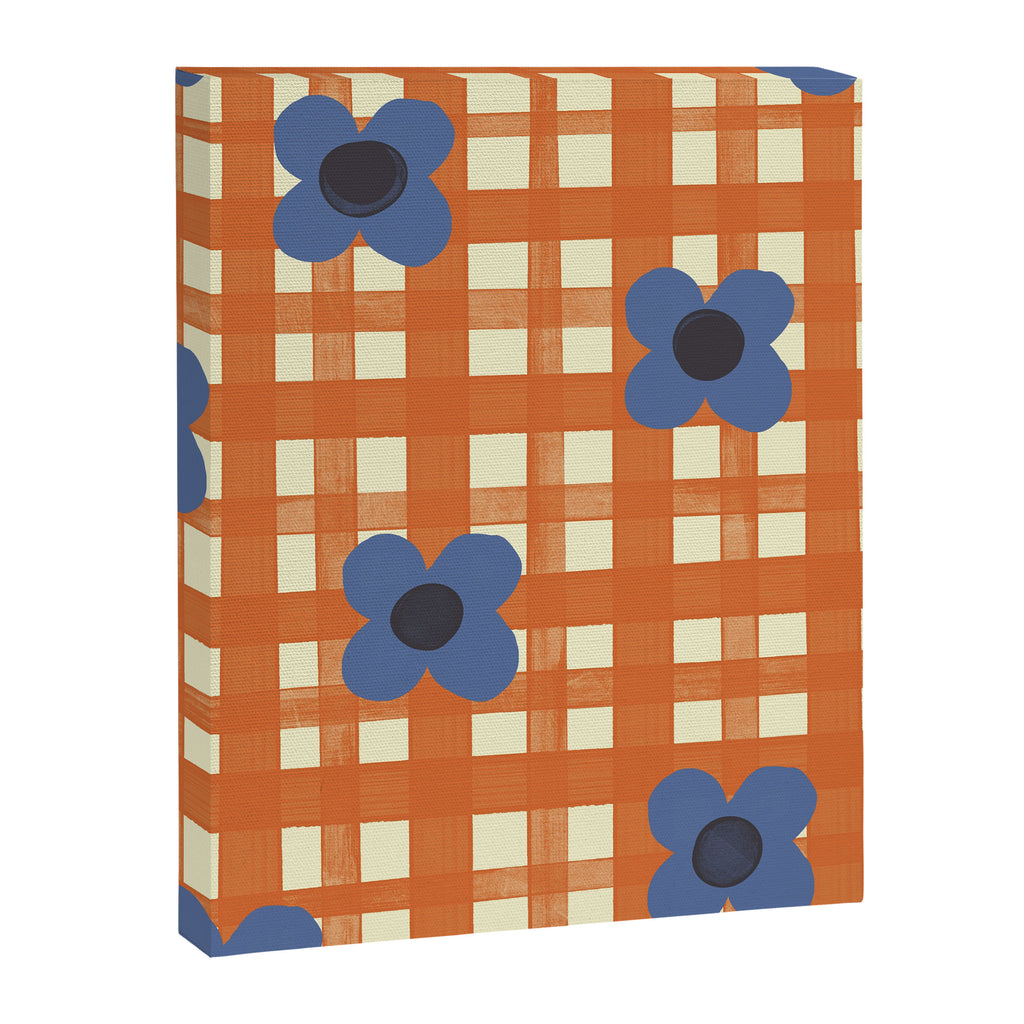 Red floral check pattern Canvas Print Gallery Image 8