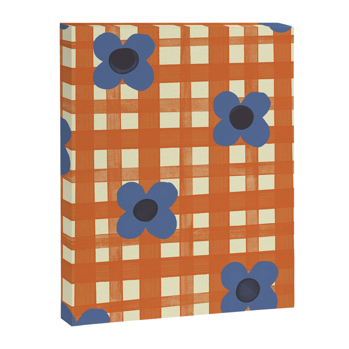 Red floral check pattern Canvas Print Gallery Image 1