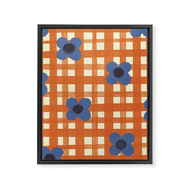 Red floral check pattern Framed Canvas Print Gallery Image 8