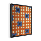 Red floral check pattern Framed Canvas Print Gallery Image 2