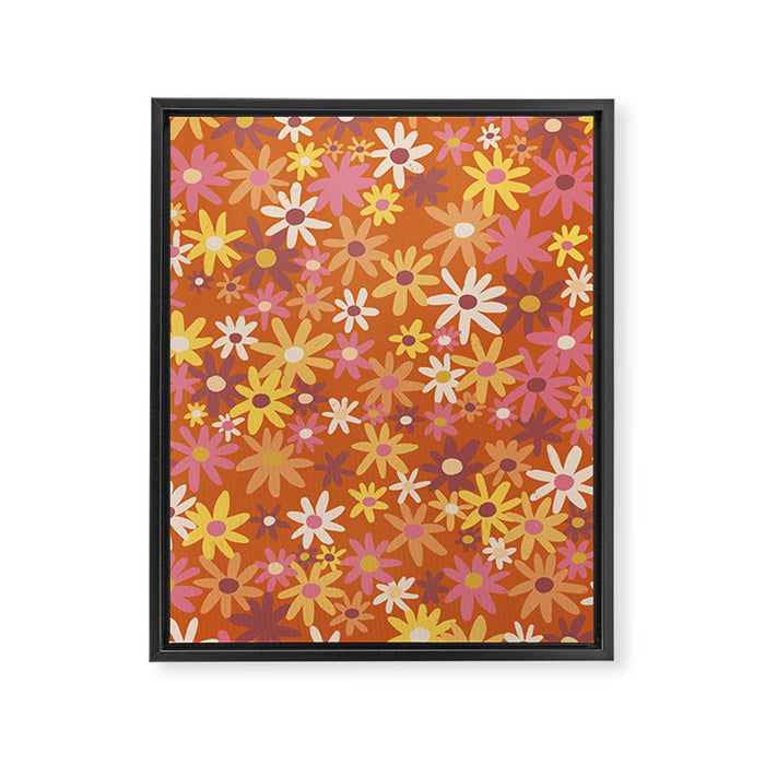 Red floral pattern Framed Canvas Print Gallery Image 1