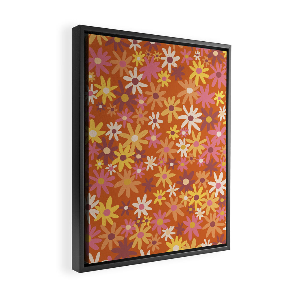 Red floral pattern Framed Canvas Print Gallery Image 2