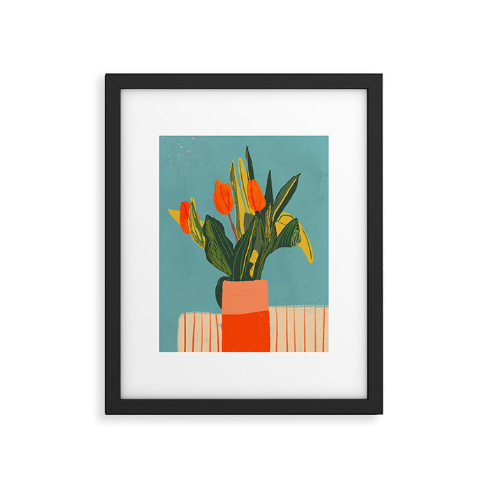 Red tulips in a vase Framed Art Print Gallery Image 1