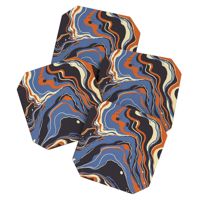 Retro marble in blue Coaster Gallery Image 1