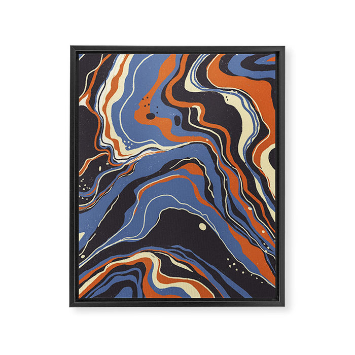 Retro marble in blue Framed Canvas Print Gallery Image 1