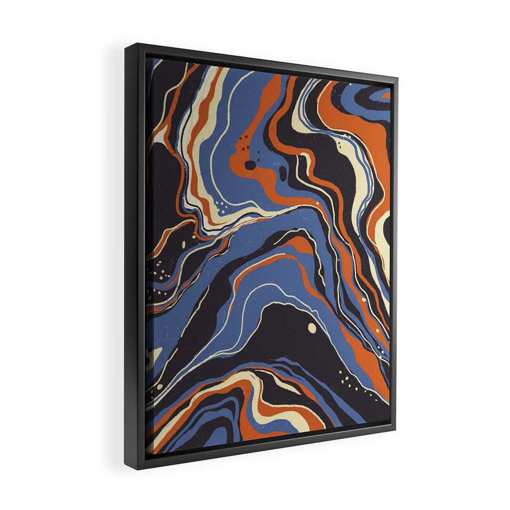 Retro marble in blue Framed Canvas Print Gallery Image 2