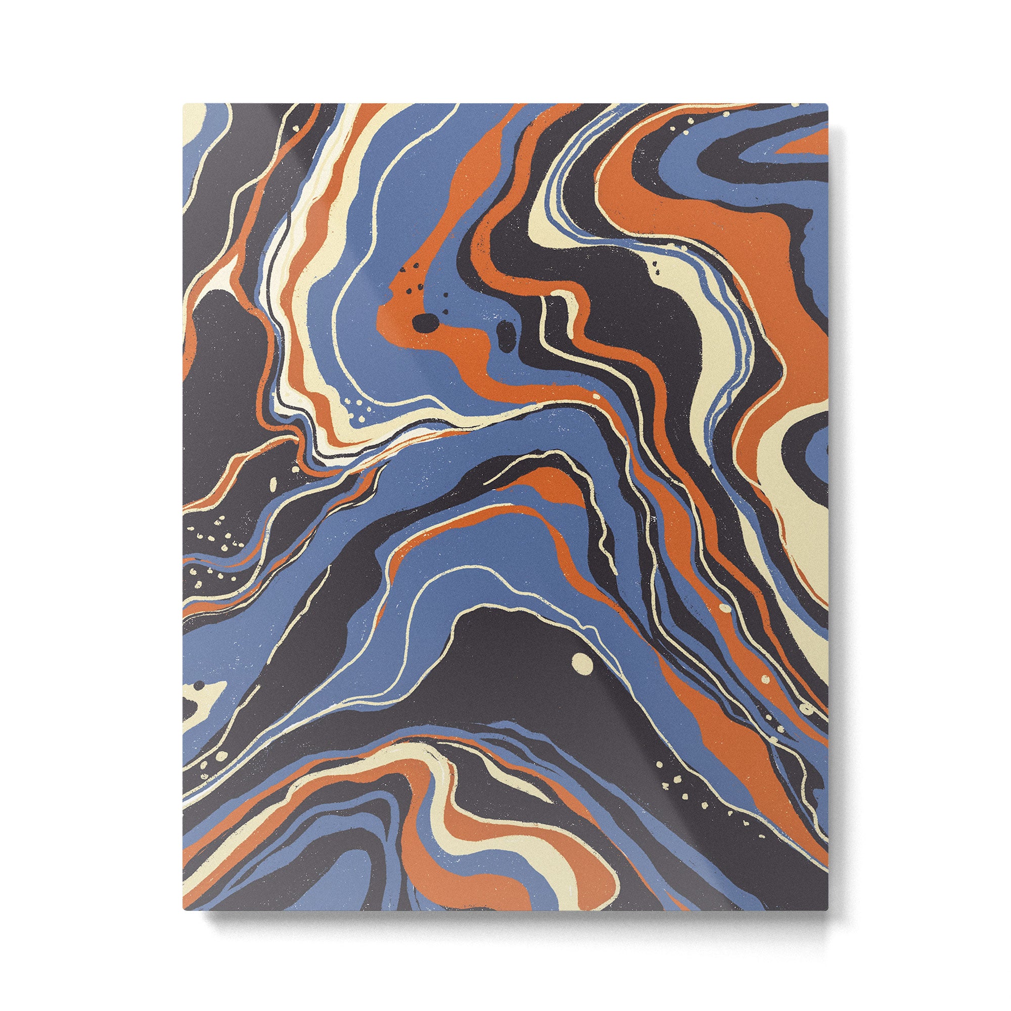 Retro marble in blue Metal Print Gallery Image 6