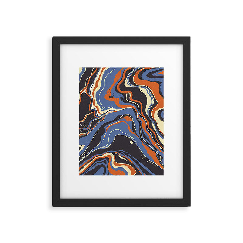 Retro marble in blue Framed Art Print Gallery Image 6