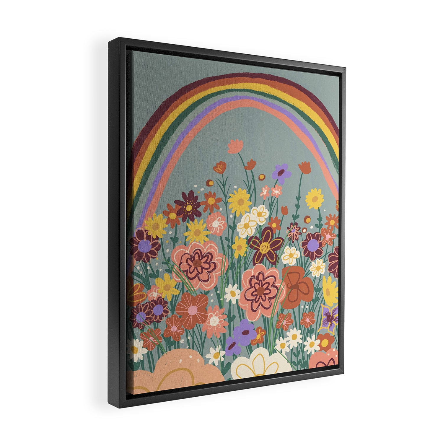 Retro meadow Framed Canvas Print Gallery Image 2
