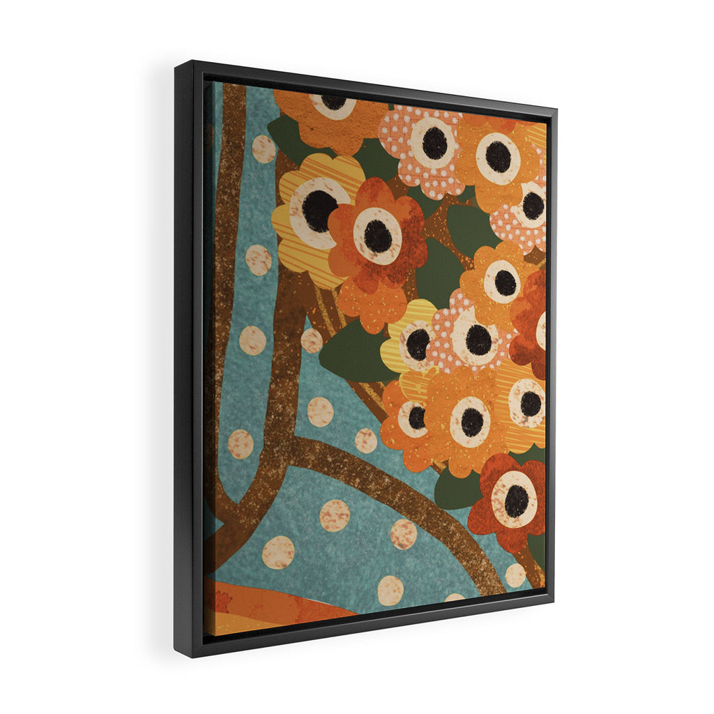 Turquoise Floral Framed Canvas Print Gallery Image 2