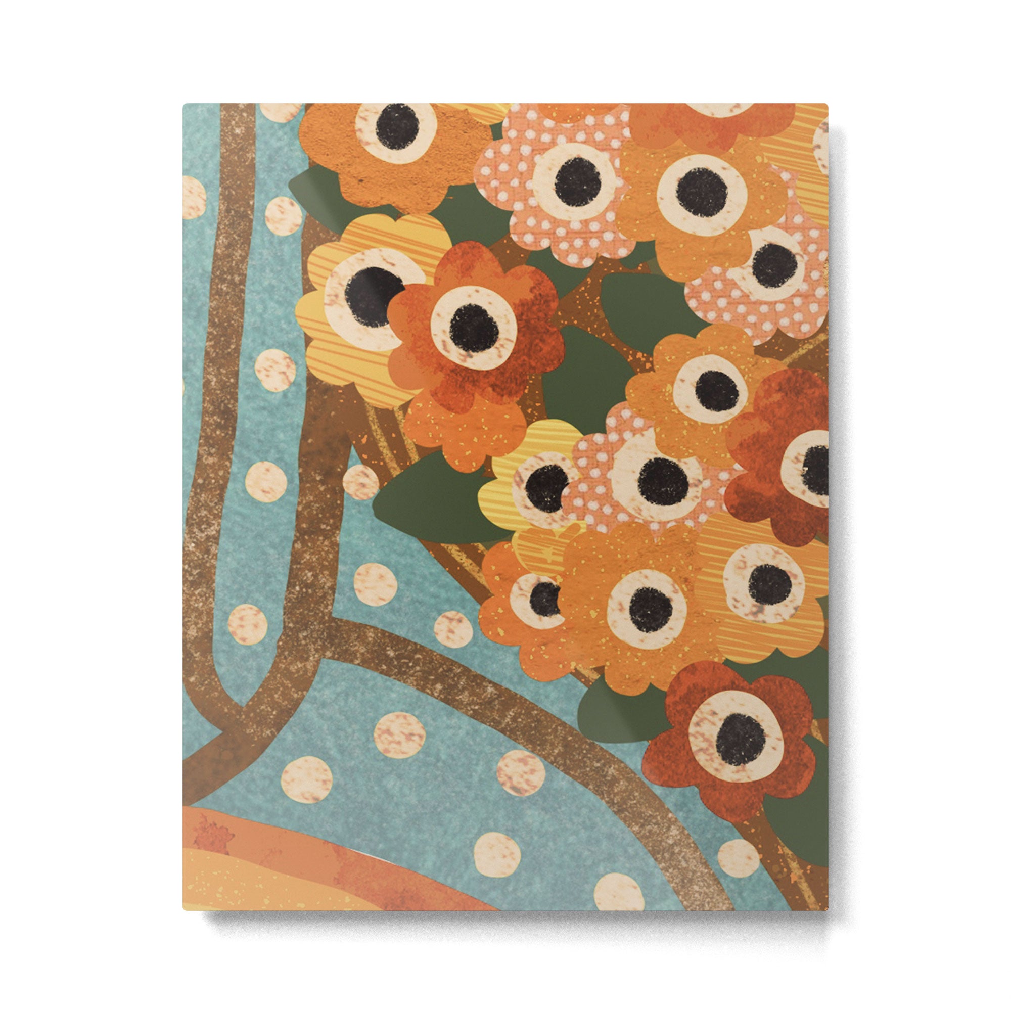 Turquoise Floral Metal Print Gallery Image 6