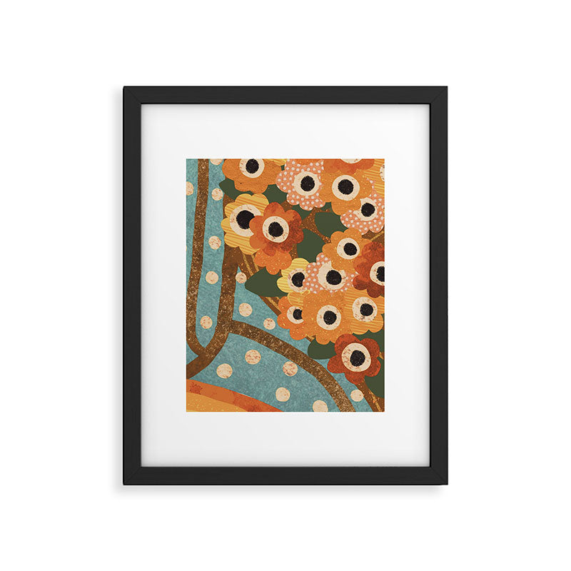 Turquoise Floral Framed Art Print Gallery Image 6