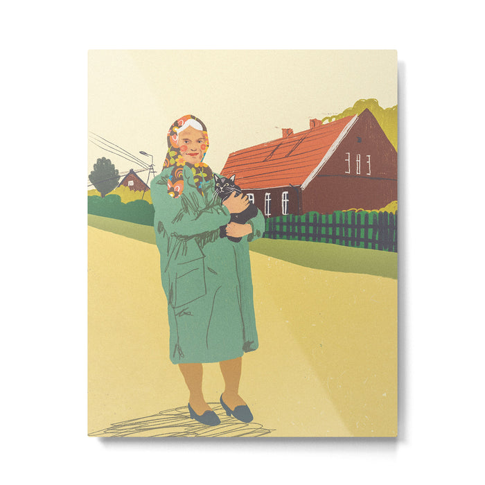 Woman with a cat Metal Print Gallery Image 1
