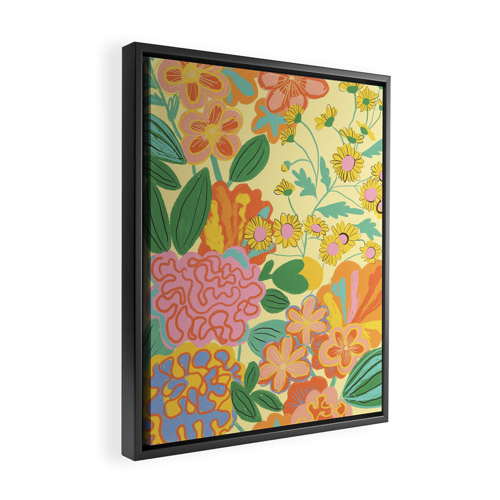 Yellow floral Framed Canvas Print Gallery Image 2
