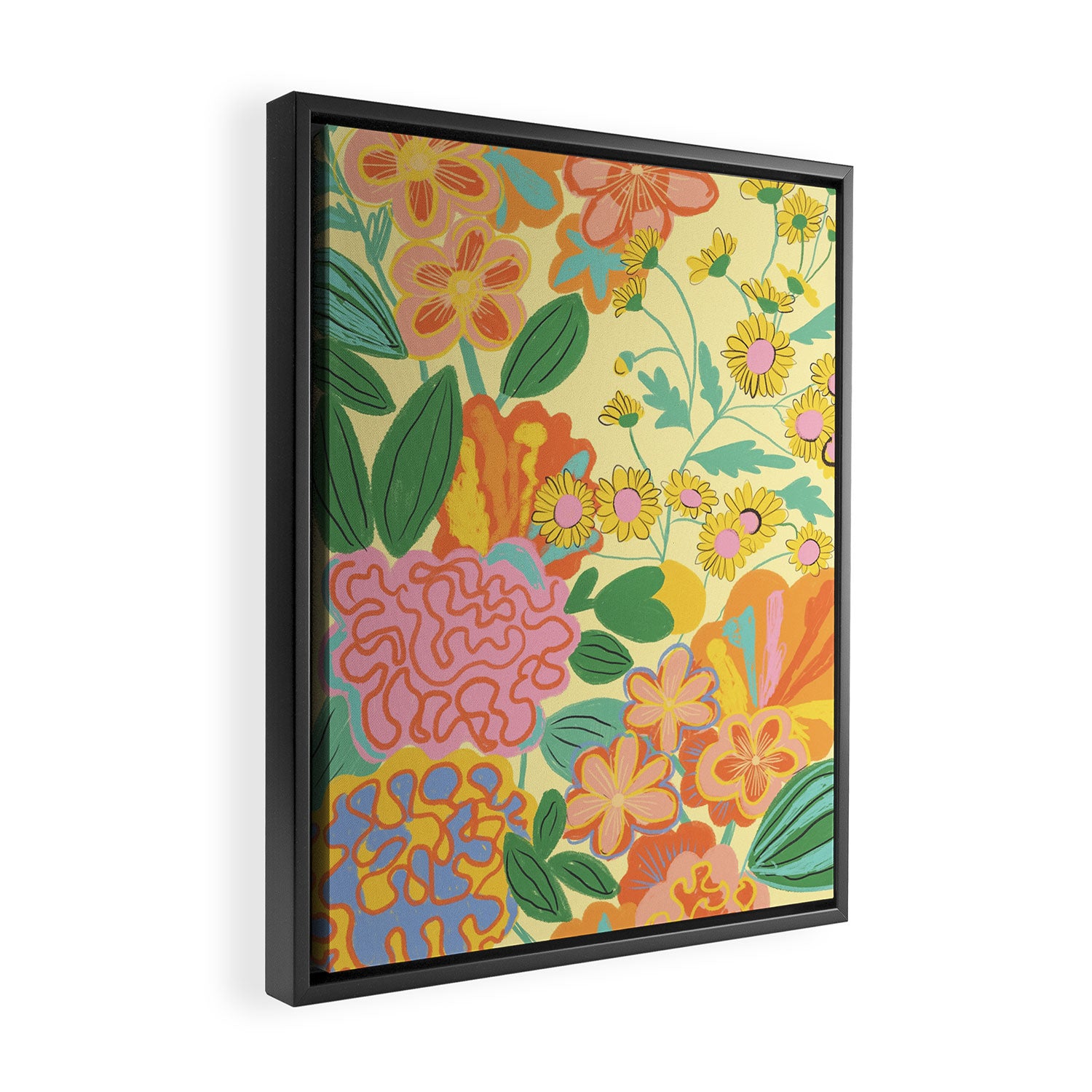 Yellow floral Framed Canvas Print Gallery Image 2