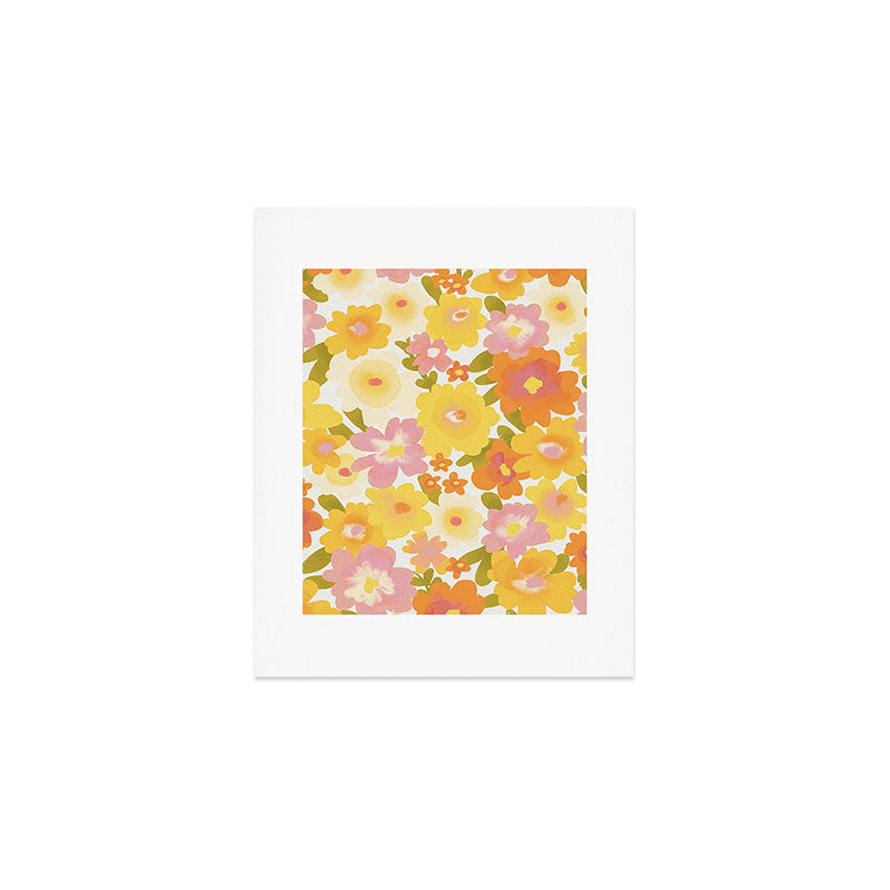 Yellow Garden Floral Pattern Art Print Gallery Image 1