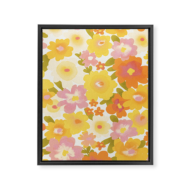 Yellow Garden Floral Pattern Framed Canvas Print Gallery Image 8