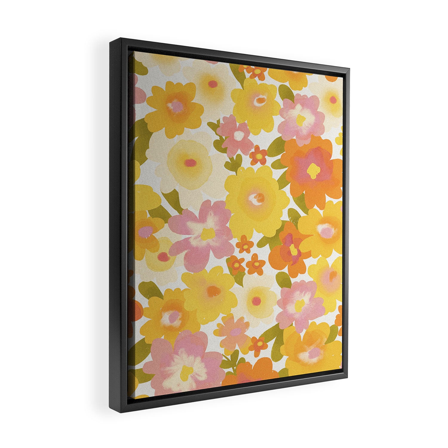 Yellow Garden Floral Pattern Framed Canvas Print Gallery Image 2