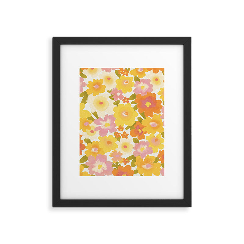 Yellow Garden Floral Pattern Framed Art Print Gallery Image 6