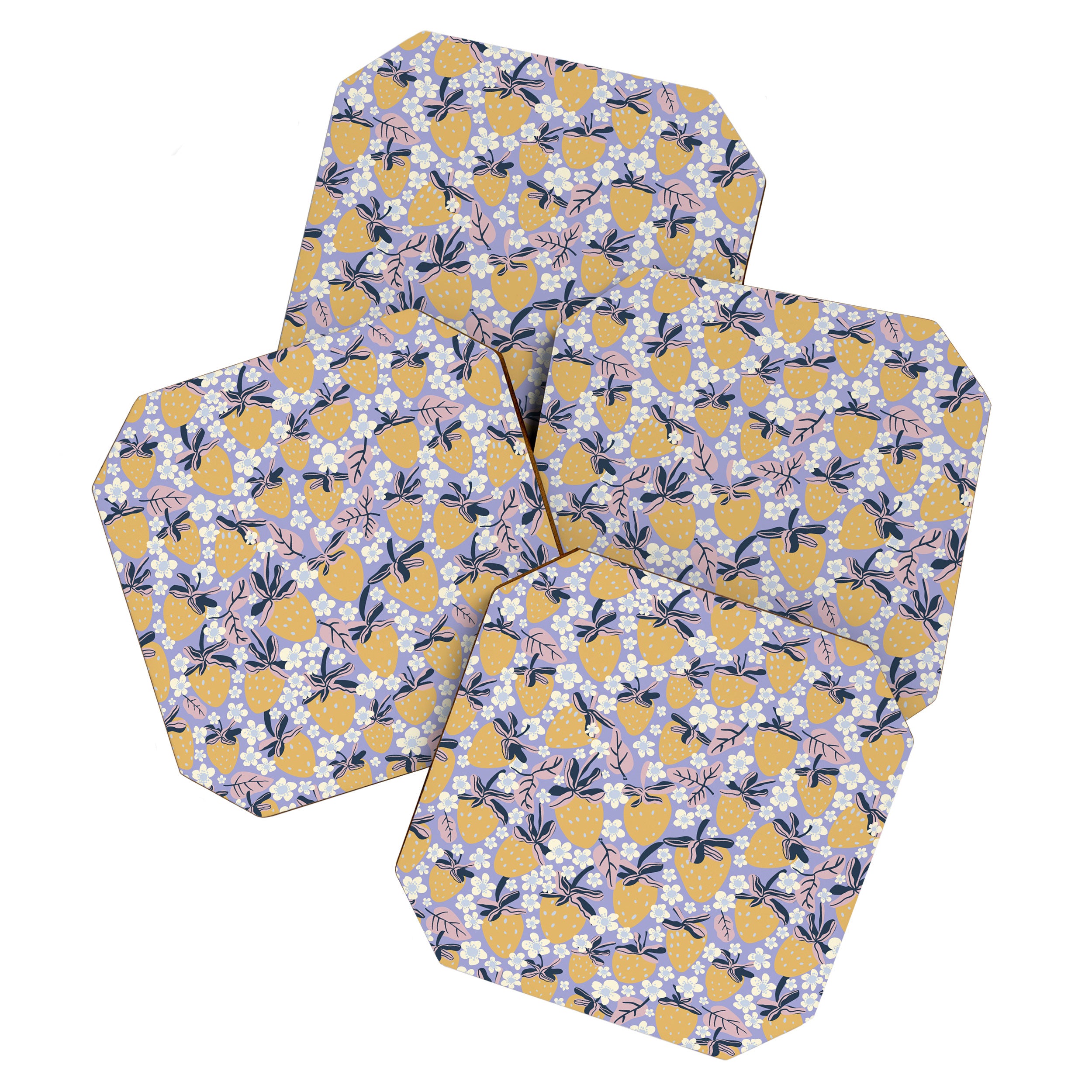Yellow strawberries Coaster Gallery Image 1