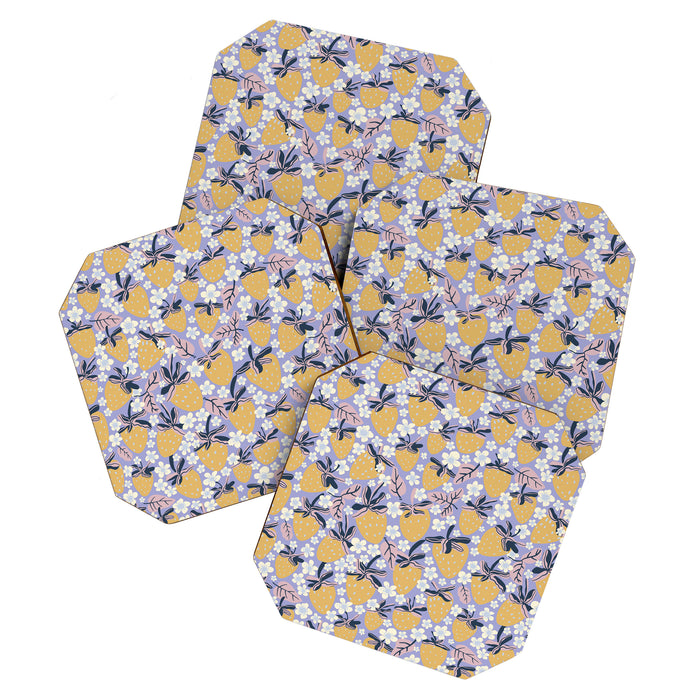 Yellow strawberries Coaster Gallery Image 1