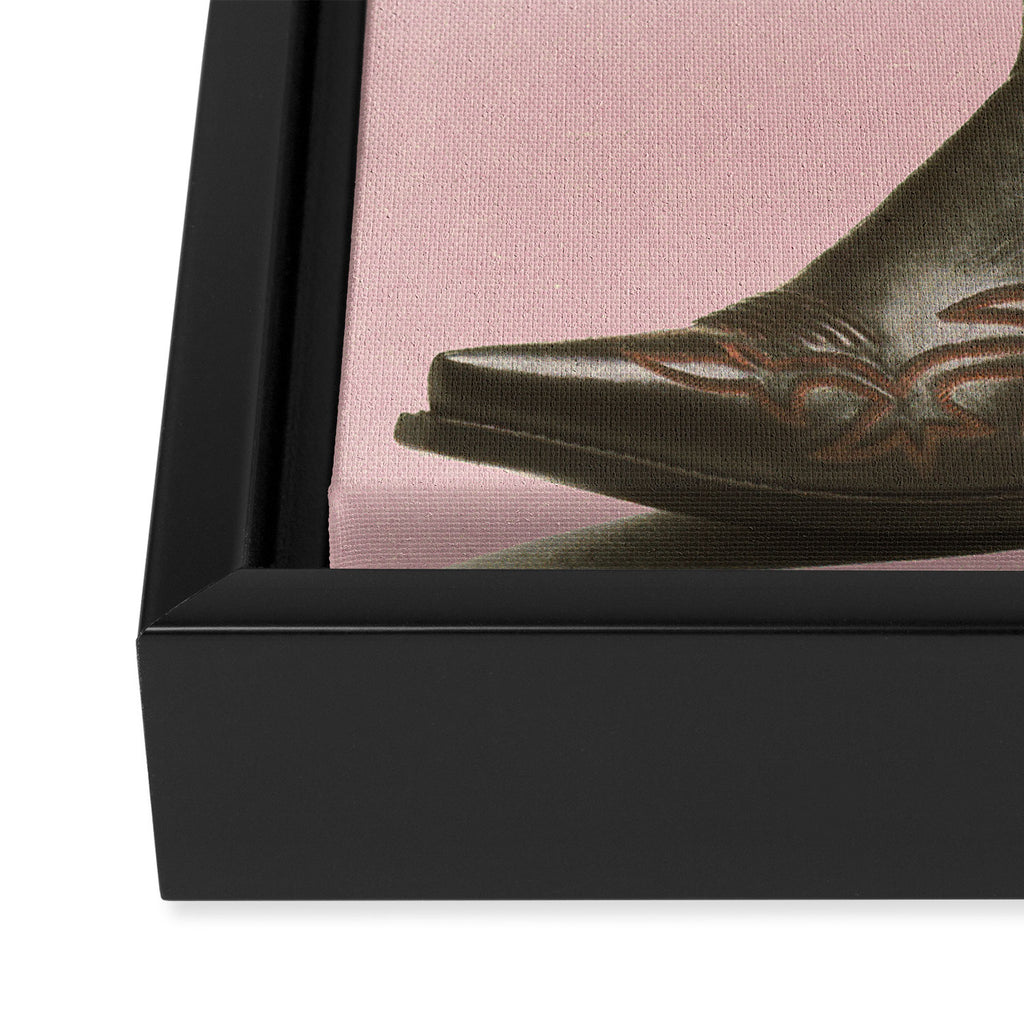 A Cowboy Boot With Spring Bouquet Framed Canvas Print Gallery Image 3