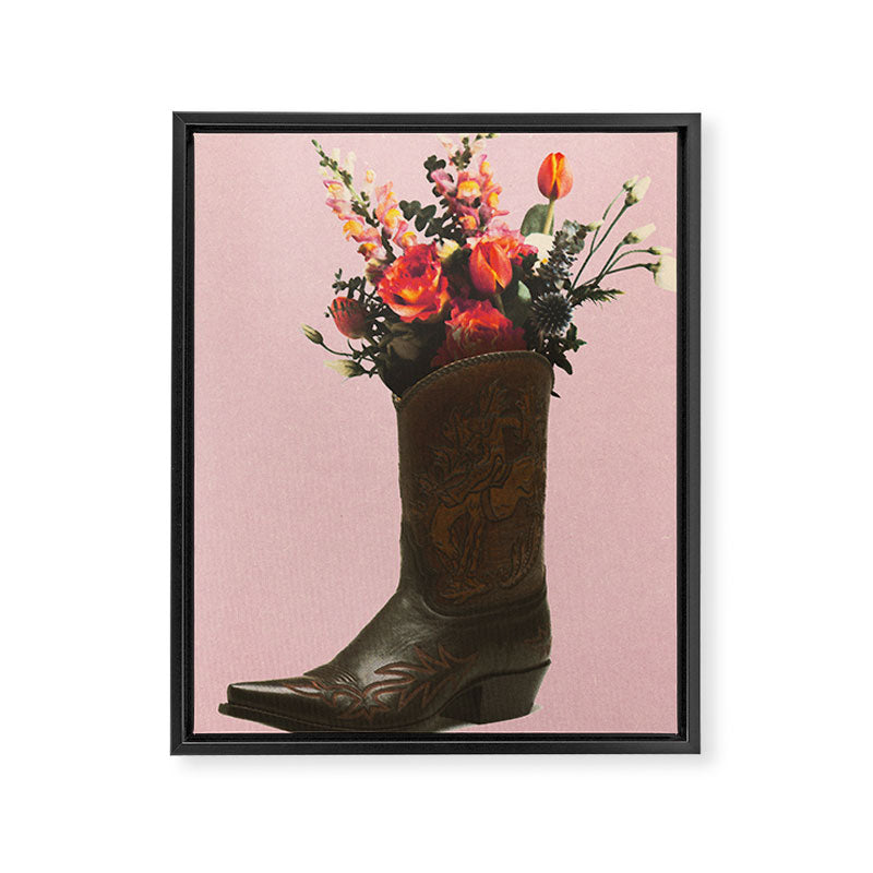 A Cowboy Boot With Spring Bouquet Framed Canvas Print Gallery Image 6
