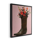 A Cowboy Boot With Spring Bouquet Framed Canvas Print Gallery Image 2