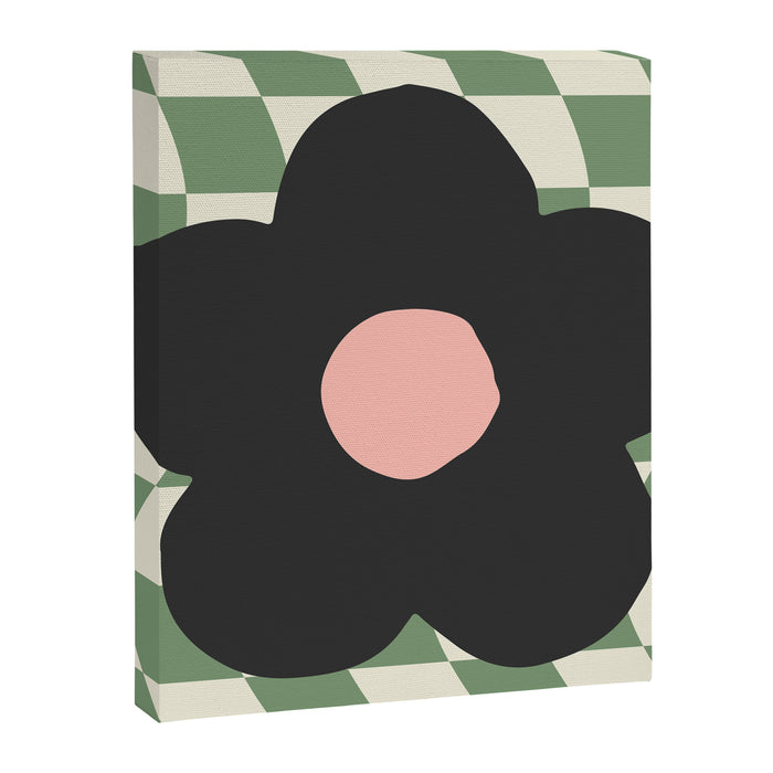 A Single Flower (Checked & Warped BG) Canvas Print Gallery Image 1