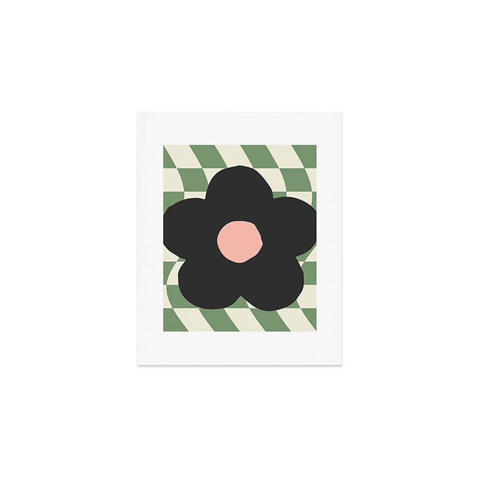 A Single Flower (Checked & Warped BG) Art Print Gallery Image 1