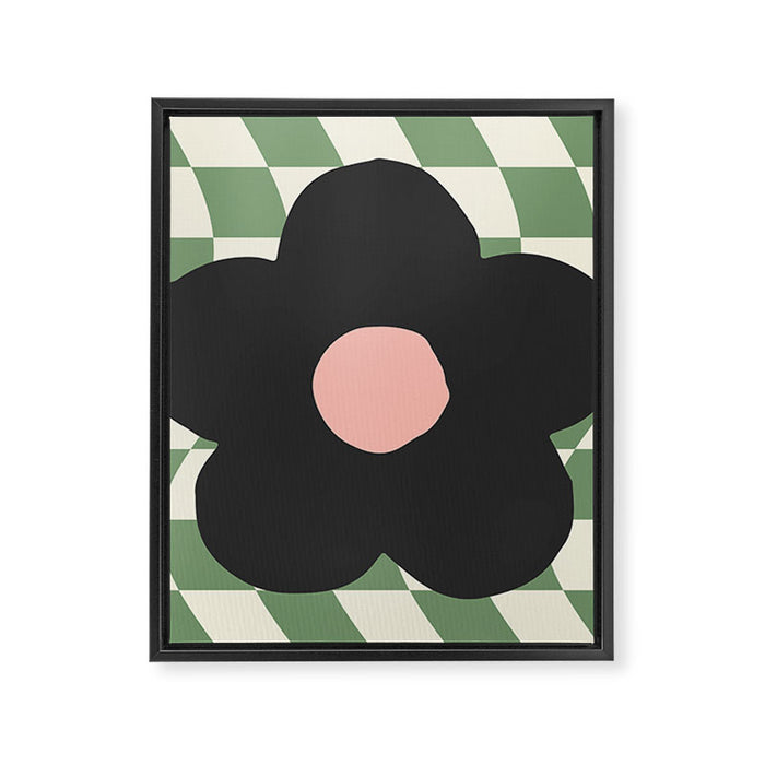 A Single Flower (Checked & Warped BG) Framed Canvas Print Gallery Image 1