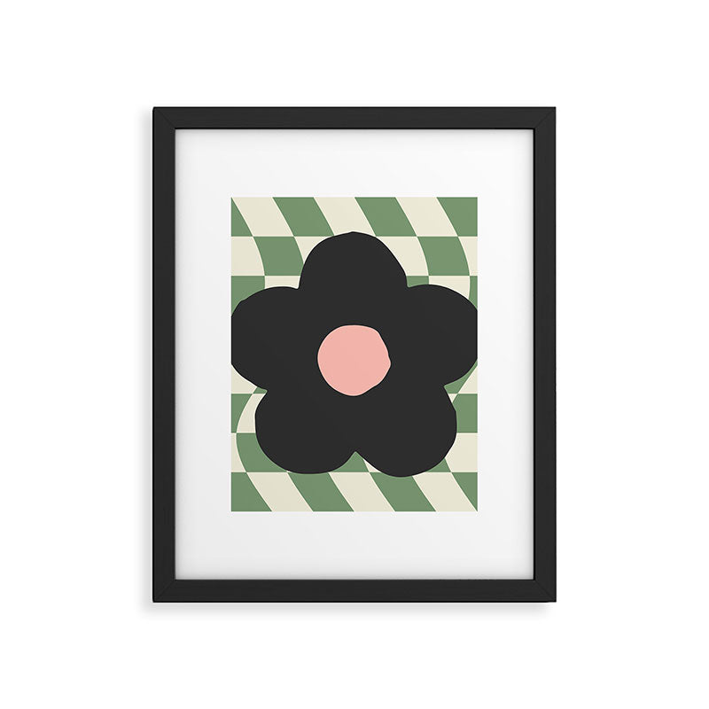 A Single Flower (Checked & Warped BG) Framed Art Print Gallery Image 6