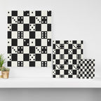 Checkered Dice Pattern (Creamy Milk & Dark Charcoal Color Palette) Canvas Print Gallery Image 3