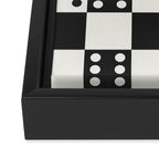 Checkered Dice Pattern (Creamy Milk & Dark Charcoal Color Palette) Framed Canvas Print Gallery Image 3