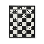 Checkered Dice Pattern (Creamy Milk & Dark Charcoal Color Palette) Framed Canvas Print Gallery Image 8